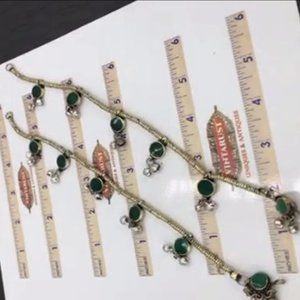 Afghan Anklets With Silver Bells, Tribal Anklet Pair, Silver Jewelry,